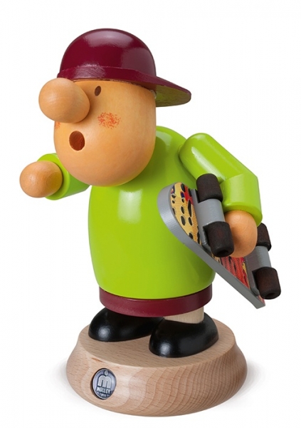 Müller Seiffen Müllerchen Räuchermännchen Skateboardfahrer