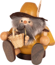 Richard Glässer Räuchermännchen klein sitzend 14 cm - Waldschrad mit Pilzen